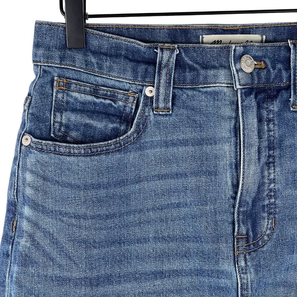 Madewell Denim Mini Skirt 25 Brandt Wash Raw Step Hem Stretch Jean Cutoff Split
